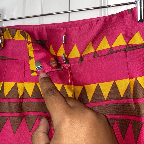 Lissa Mar Mod 70’s Geometric Print Wool Silk Blend Skirt - Picture 3 of 6